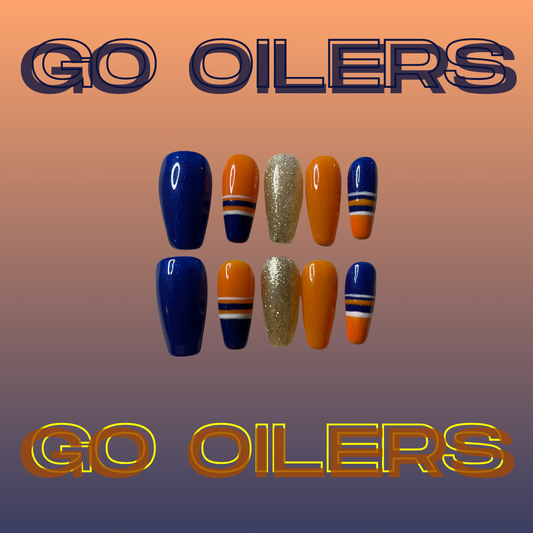 Go Oilers Press On Nails